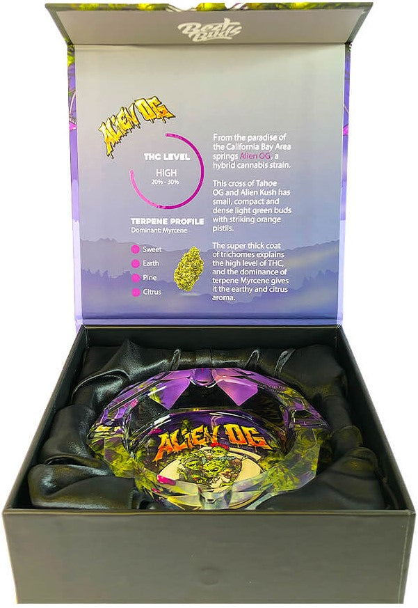 Best Buds Crystal Ashtray with Giftbox, Alien OG