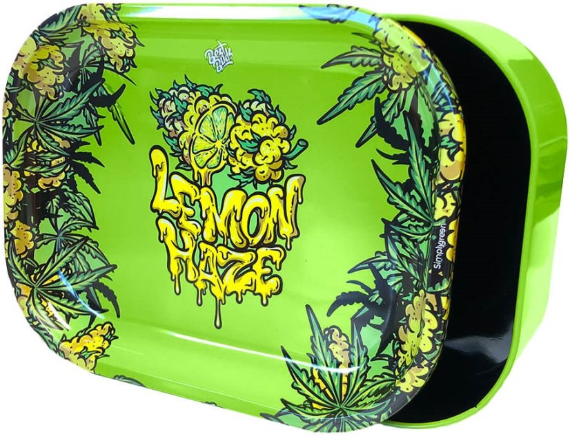 Best Buds Thin Box Rolling Tray with Storage, Lemon Haze