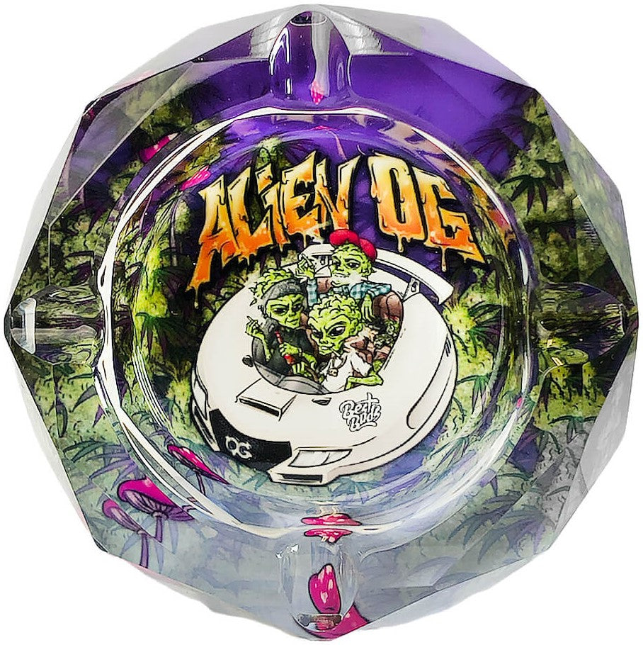 Best Buds Crystal Ashtray with Giftbox, Alien OG
