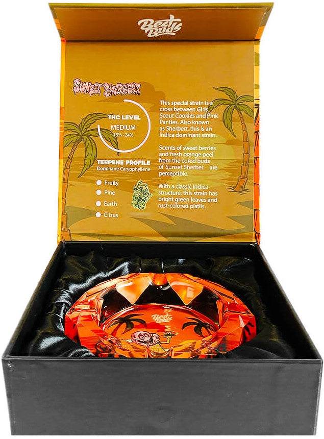 Best Buds Crystal Ashtray with Giftbox, Sunset Sherbet