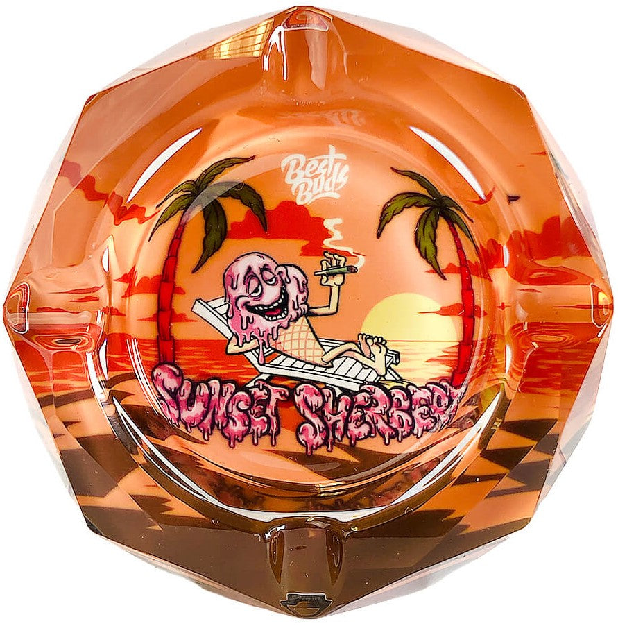 Best Buds Crystal Ashtray with Giftbox, Sunset Sherbet