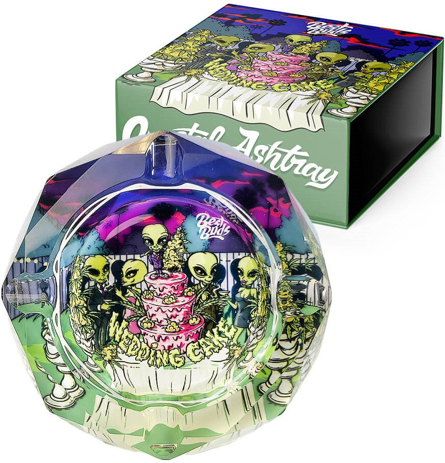 Best Buds Crystal Ashtray with Giftbox, Wedding Cake