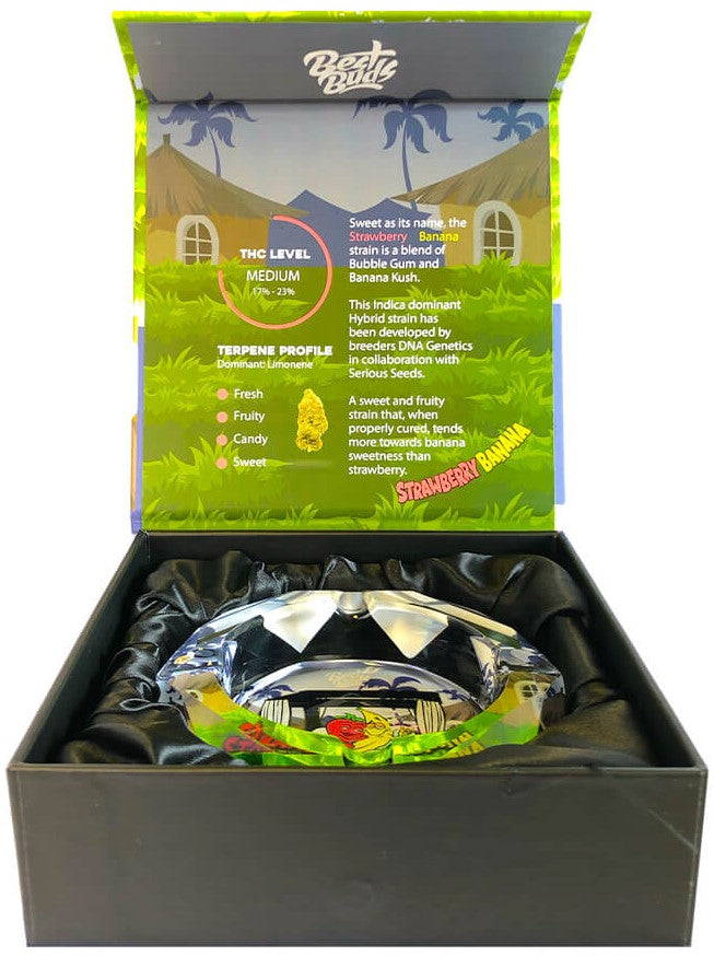 Best Buds Crystal Ashtray with Giftbox, Strawberry Banana