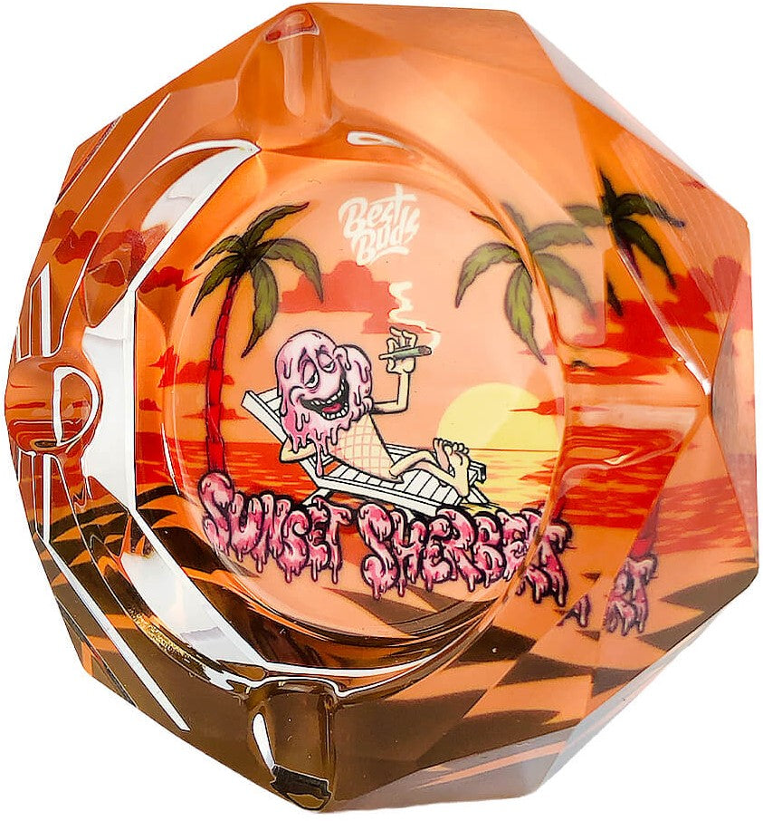 Best Buds Crystal Ashtray with Giftbox, Sunset Sherbet