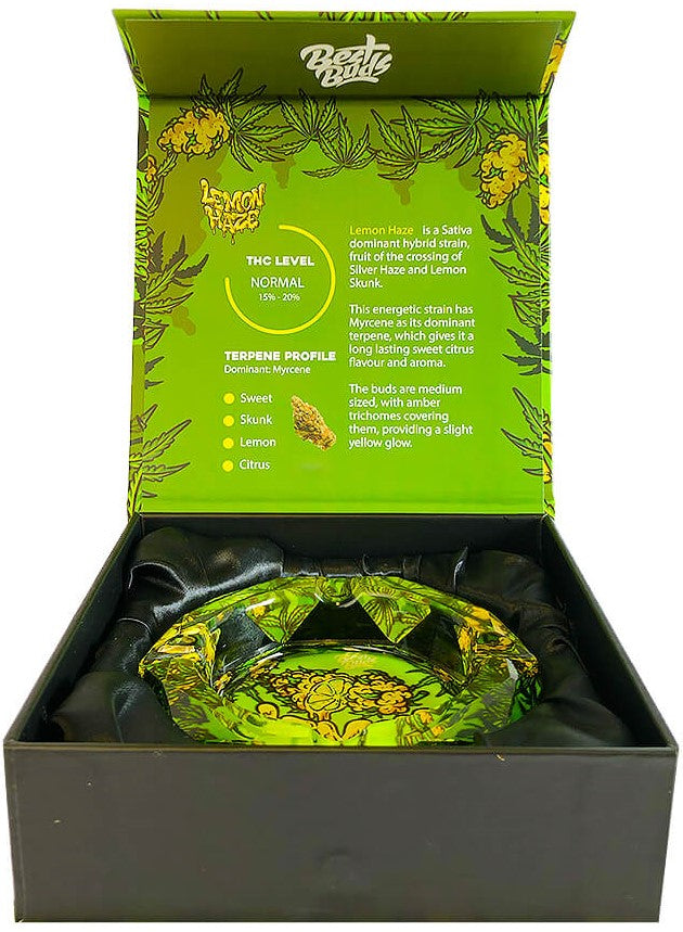 Best Buds Crystal Ashtray with Giftbox, Lemon Haze