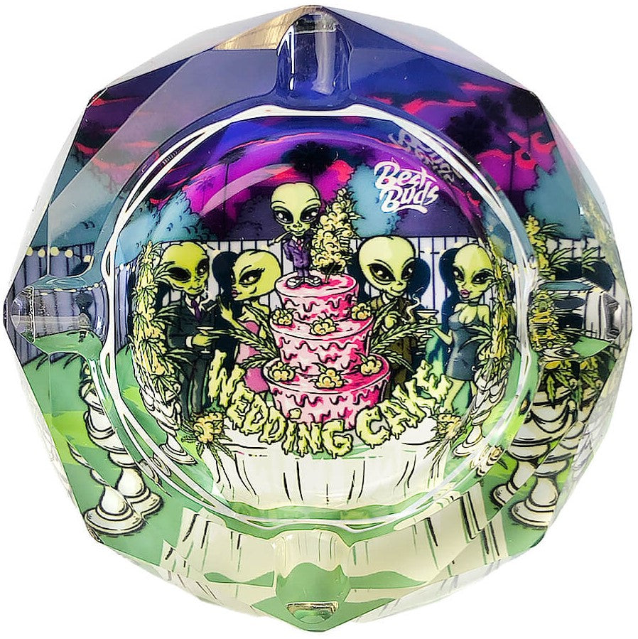 Best Buds Crystal Ashtray with Giftbox, Wedding Cake