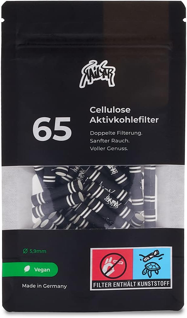 Kailar Cellulose Aktivkohle-Filter Slim ø 5,9mm, 65 Tips/Beutel, schwarz