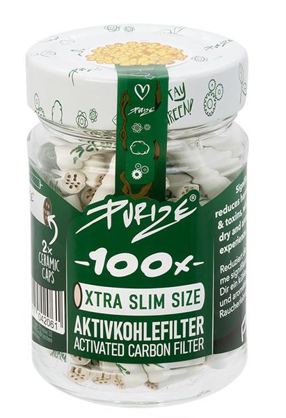 PURIZE Aktivkohlefilter, XTRA Slim weiß, ø 5,9mm, 100er GLAS